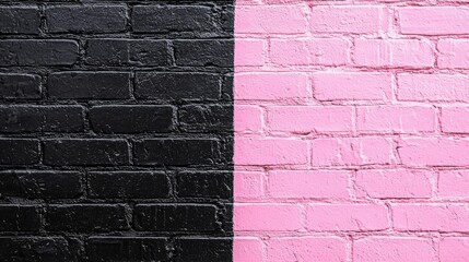 Poster - A vibrant split wall features one half in deep black and the other in bright pink, inviting artists and creatives to explore bold contrasts in their work