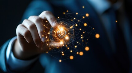 Poster - Hand Holding Glowing Electricity Ball Representing Innovation and Future Technology