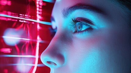 Poster - futuristic neon lighting and abstract digital technology background