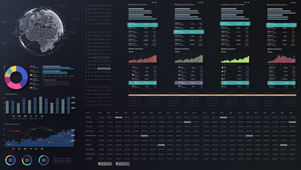 Aufkleber - Dynamic data visuals for business info graphics, animated charts, and data-driven insights for a business meeting mock-up. Explore the world of trading, stock exchanges, and crypto