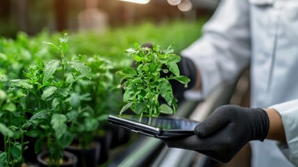 Poster - Gardener s Hands Tending to Lush Green Plants in Backyard Garden