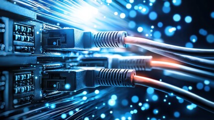 Poster - High speed Digital Network Ethernet Fiber Optic Server Router Connectivity Technology Background