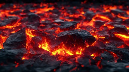 Wall Mural - Red and black abstract background texture with glowing fire embers, smoke, or lava. Abstract dark red texture for design.