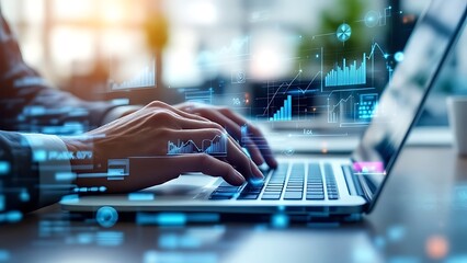 Wall Mural - business and finance planning data analysis, innovative investment strategies, and digital technolog