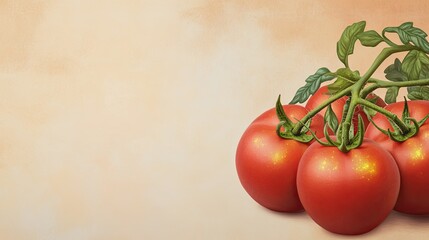 vivid depiction of organic tomato plant entwined with glowing green vines set against surreal watercolor background