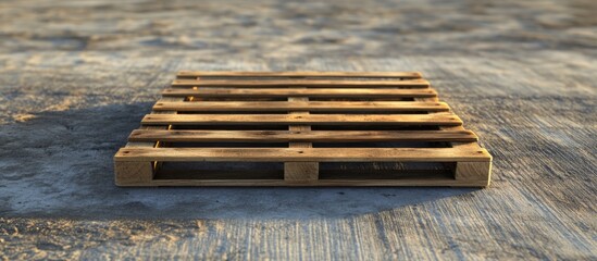 Poster - wooden pallets stacked on a rustic ground with neutral tones and empty space for text, perfect for i