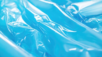 Poster - close-up of a vibrant transparent blue inflatable pool surface with smooth rippling textures and emp