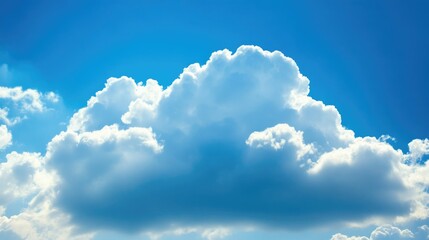 Poster - Cloudy Sky with Fluffy White Clouds Against a Bright Blue Background Representing Cloud Computing and Digital Storage Concepts