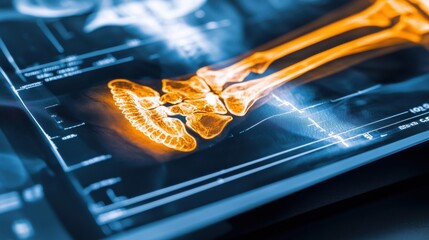 Poster - futuristic x ray scan revealing transparent skeletal structure with vibrant colors