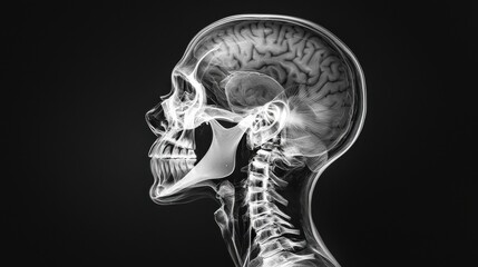 Poster - transparent x ray skull revealing the intricate brain anatomy