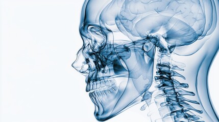 Poster - detailed x ray scan of the human skull and brain showcasing the intricate anatomy and structure