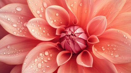 Poster - Vibrant Pink Flower Close-Up with Water Droplets on Petals in Soft Focus Background and Empty Copy Space for Text