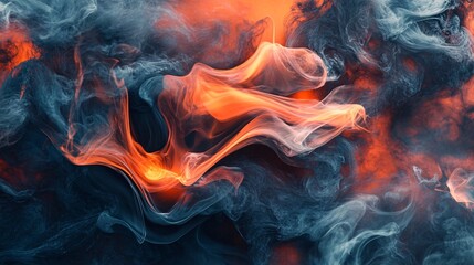 Aufkleber - Abstract orange and blue smoke creating magical atmosphere