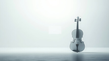 Poster - Minimalist violin on plain white background, elegant design