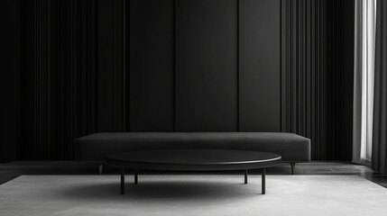 Poster - sleek coffee table in modern black interior design