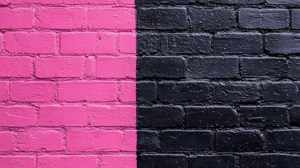 Poster - This vibrant wall features a striking division of bright pink and deep black colors, perfect for an artistic setting. Ideal for capturing unique moments or inspiring creativity