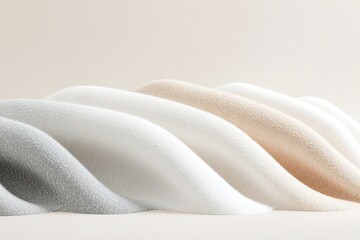 Poster - Soft, undulating thread-like patterns create a serene visual experience with a blend of neutral tones. The delicate swirls evoke a sense of tranquility and harmony in design