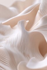 Poster - Delicate swirls and waves of thread-like patterns intertwine, showcasing intricate textures. The soft neutral colors evoke a serene and calming atmosphere, inviting contemplative exploration