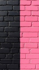 Poster - A striking division of color showcases a black and pink brick wall, creating a bold statement. This unique backdrop enhances the urban environment, inviting creativity and exploration