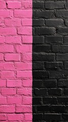 Poster - A striking pink brick wall meets a bold black brick wall, creating a visual interplay of colors in a vibrant urban environment. The deep hues invite artistic interpretations