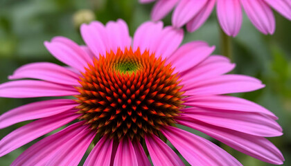 Poster - Close-Up of Vibrant Pink Flower Petals with Unique Central Structure in Nature