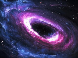 Wall Mural - deep space nebula swirling with vibrant purples and blues, featuring luminous stars, distant galaxie