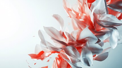 Poster - Abstract silver and living coral petals rotating in the air