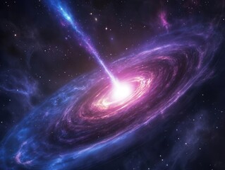 Wall Mural - mesmerizing cosmic vista featuring a luminous quasar surrounded by swirling nebulae in electric blue