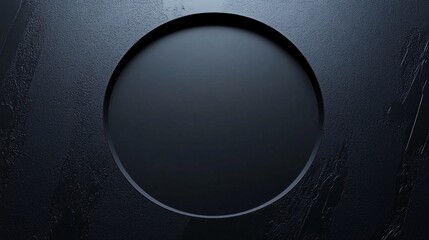Aufkleber - Black circle emerging from dark textured background creating dramatic contrast