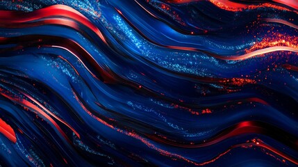 Poster - Light motion effect, speed road traffic glow at night. Abstract wavy and straight blue and red light lines, shiny strips isolated on transparent background, vector realistic set