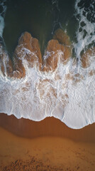 Aufkleber - With waves rolling softly over the golden sand, a pair of feet stand at the edge of the shoreline, feeling the cool embrace of the ocean