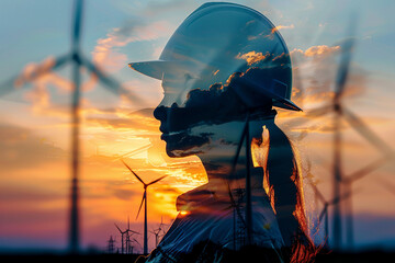 Poster - portrait of a confident and smiling female wind engineer generative ai