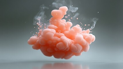 Poster - Abstract Peach Ink Cloud in Motion