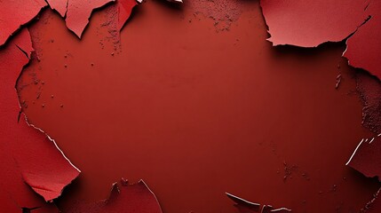 Aufkleber - Broken red surface creating a frame with crumbled edges