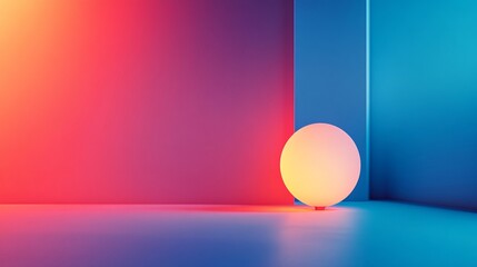 Poster - Glowing sphere illuminating vibrant abstract space with neon colors