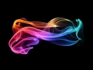 Fototapete - ethereal abstract art featuring swirling neon smoke tendrils, vibrant multicolored vapor clouds dancing in darkness, mesmerizing 3d rendered light effects
