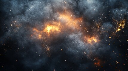 Poster - Explosions and smoke creating abstract design in dark space