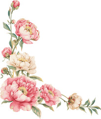 Wall Mural - Delicate Floral Corner: A cluster of delicate pink blossom blooms in a watercolor style, forming a soft and romantic corner border for your design projects