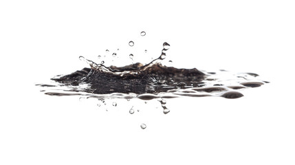Poster - A high resolution image shows a water splash against a black background featuring ripples and droplets.