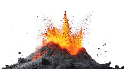 Poster - A dramatic image depicting a volcanic eruption with incandescent lava exploding from the crater and splashing outwards.
