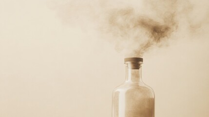 Wall Mural - smoke rising from a glass bottle with a cork.