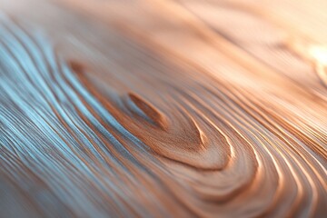 Poster - Detailed view of the smooth wooden grain reveals its unique patterns and textures, capturing the natural beauty and warmth of the wood under soft lighting