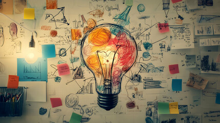 Wall Mural - innovative startup team planning with digital mind maps, technology at the forefront -