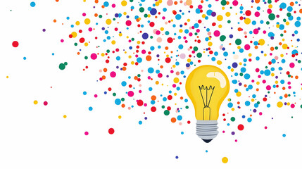 Wall Mural - light bulb illustration with digital dots in a white background, innovation and new idea concept -