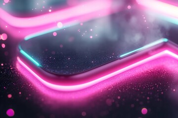 Poster - Colorful neon lights illuminate reflective mirrors, creating a dynamic interplay of colors and reflections. This captivating display enhances the atmosphere of the setting