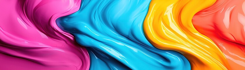 Poster - Abstract colorful paint swirls in vibrant hues creating a dynamic visual texture.