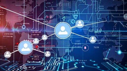 Poster - A complex digital circuit board features vibrant glowing lights and intricate patterns, illustrating advanced technology and data processing in a futuristic setting.