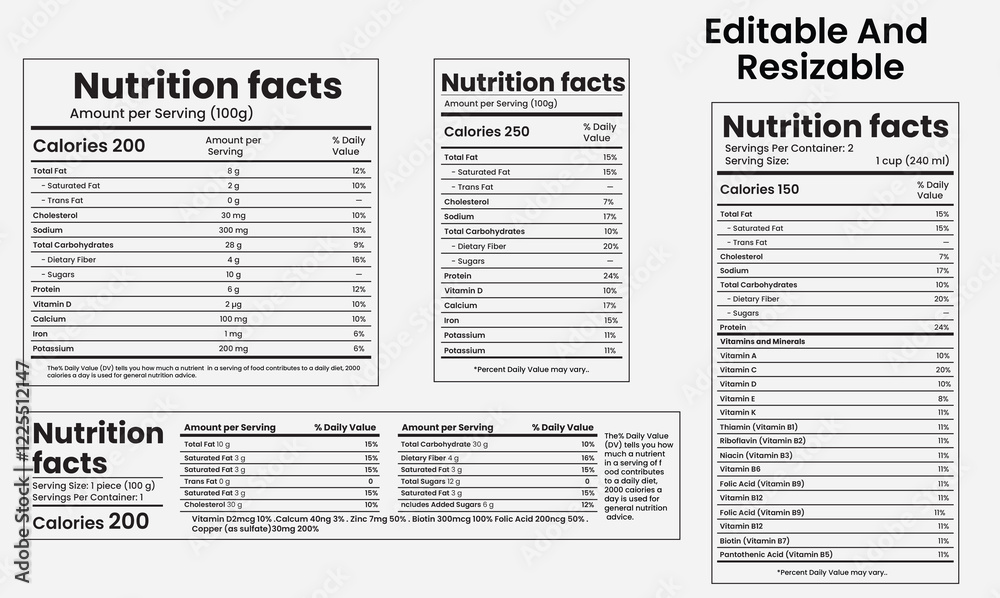 Nutrition List Example Nutrition facts,nutrition list,information label design Stock Vector ...