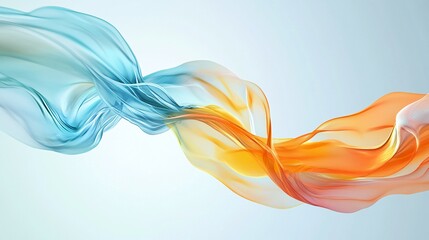 Poster - Abstract flowing cloth: elegant blue and orange fabric waving gracefully in air