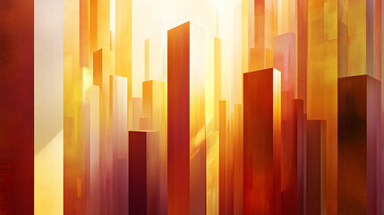 Wall Mural - Abstract architectural background, vertical geometric shapes, sun reflection.